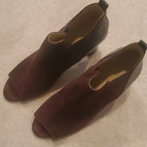 Suede peep toe booties by Marc Fisher. Size 8 1/2